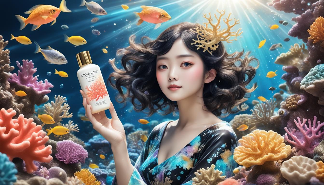 Vibrant Coral Reef Body Lotion Advertisement Poster