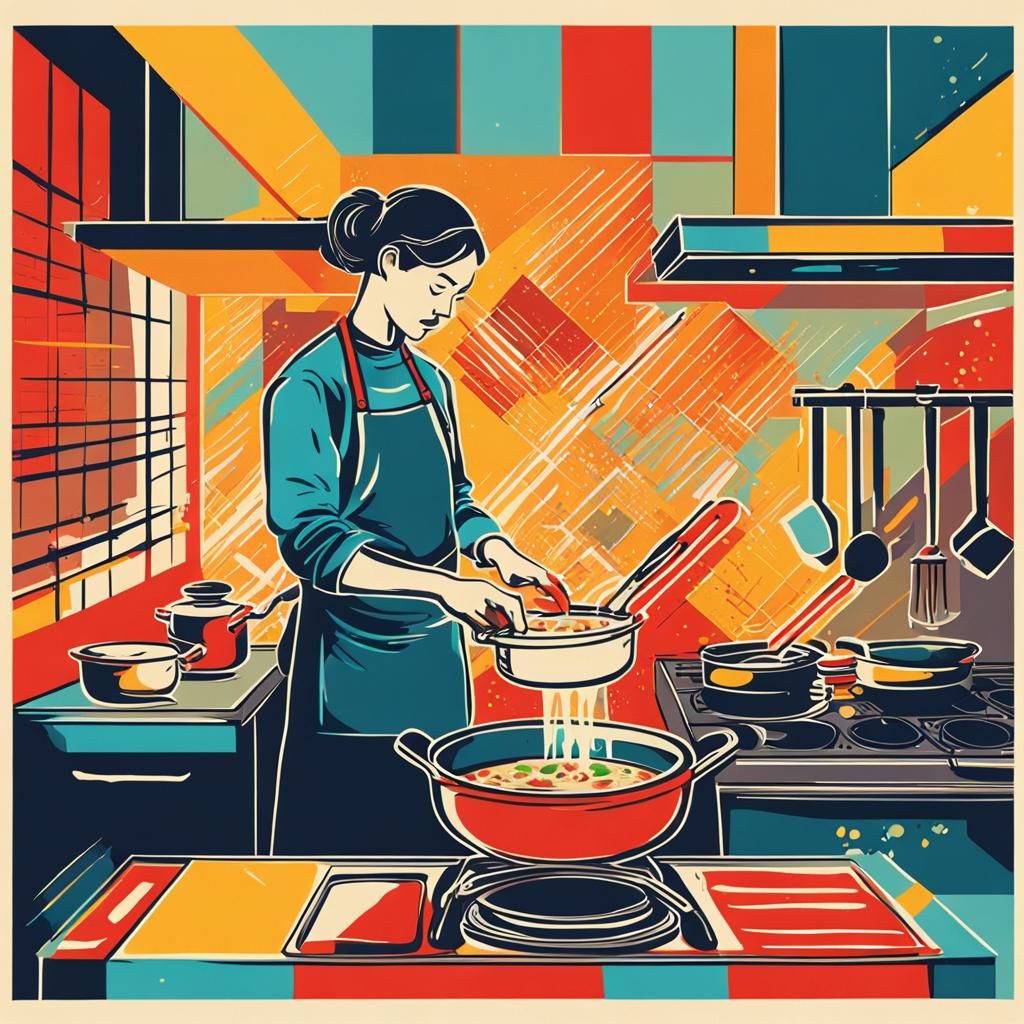Person Cooking Soup: Pop Art Screen Print
