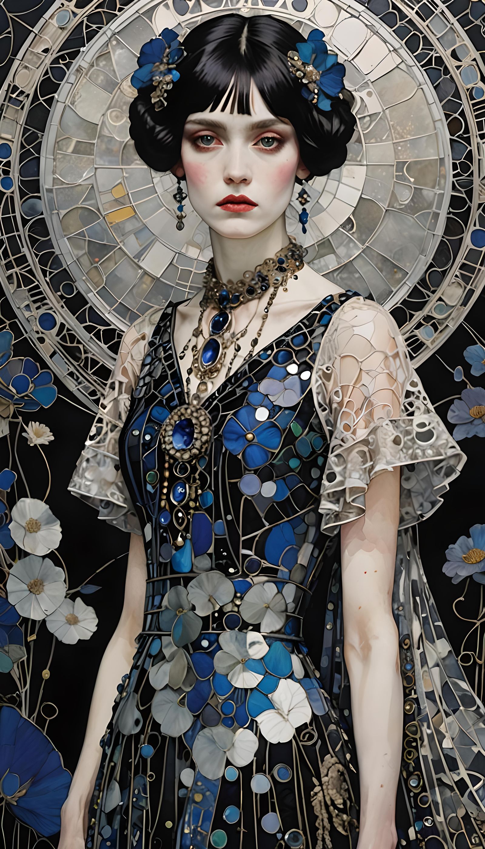 Filigree Portrait in Art Nouveau Style