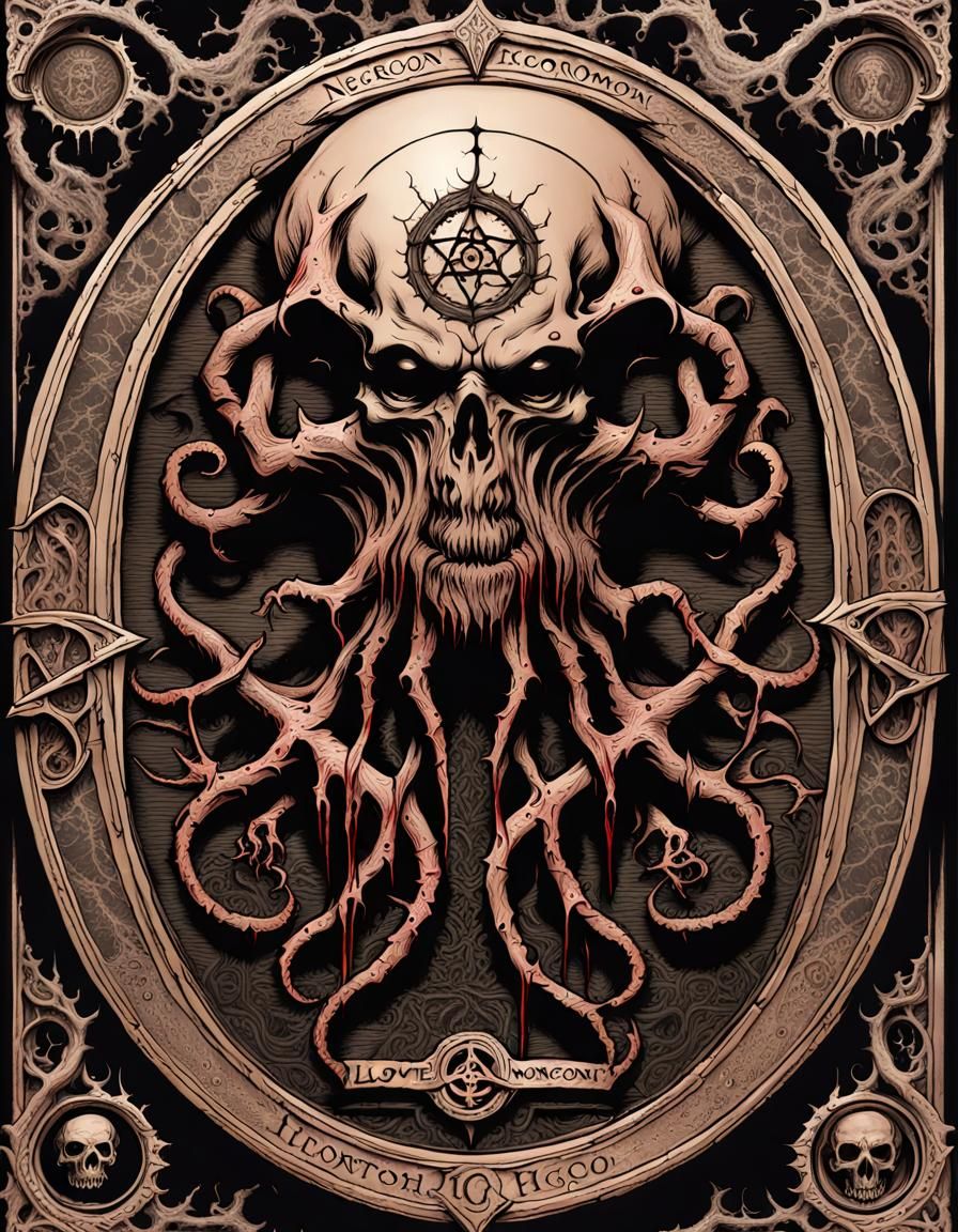 Lovecraftian Necronomicon Book Cover Art