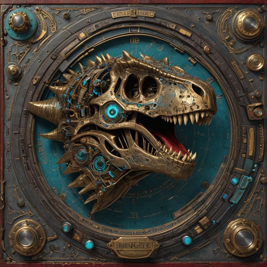 Brass Dinosaur Radio in Vintage Sci-Fi Style