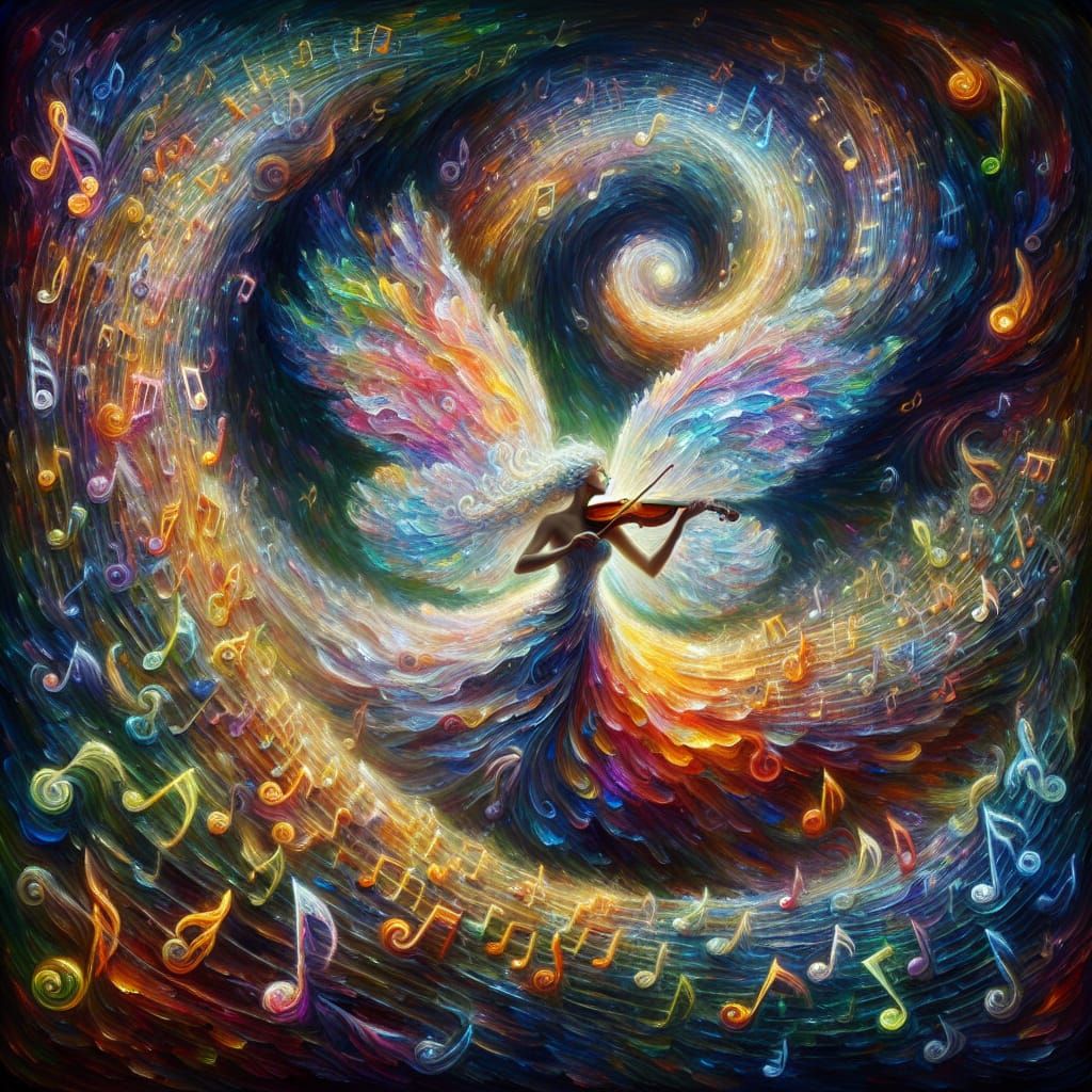 Impressionistic Fairy Playing Violin in Dreamscape