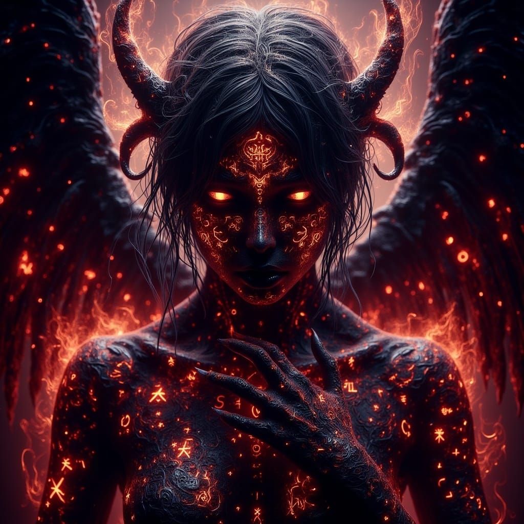 Ethereal Vampire Goddess in Ancient Glowing Ruins Scene