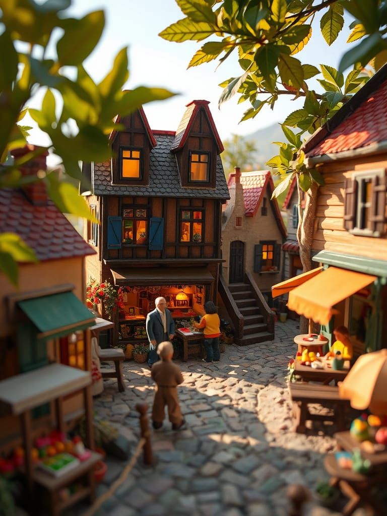 Enchanting Miniature World in Storybook Style