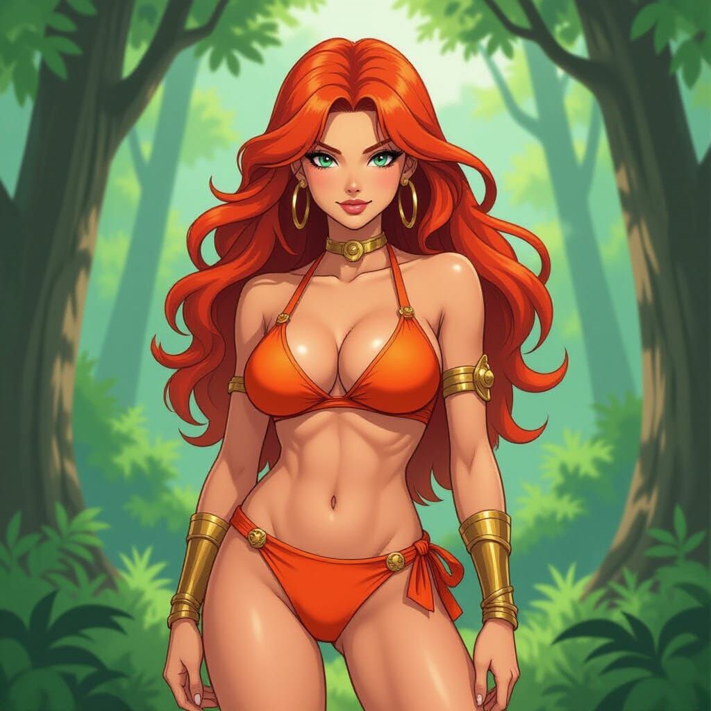 Cheetara in Orange Bikini, Comics-Inspired Forest Scene