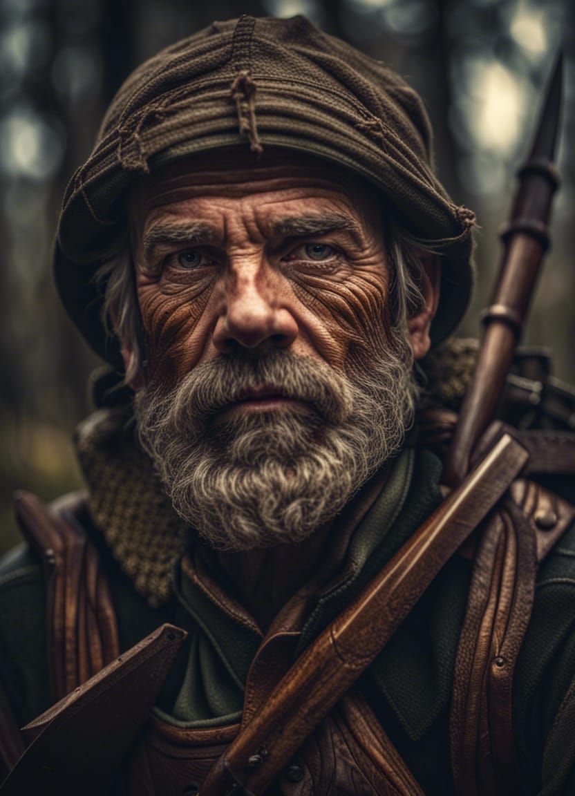 Hyperrealistic Woodsman Portrait in Cinematic Style
