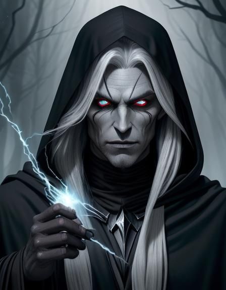 Ethereal Half-Elf with Glowing Eyes in Fantasy Style