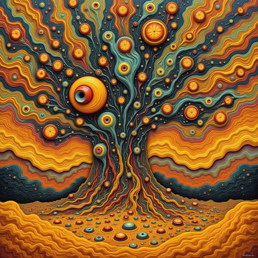 Vibrant Van Gogh-Inspired Psychedelic Glass Landscape