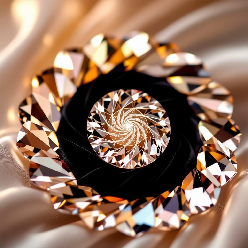 Crystal Fibonacci Spiral in Ethereal Light