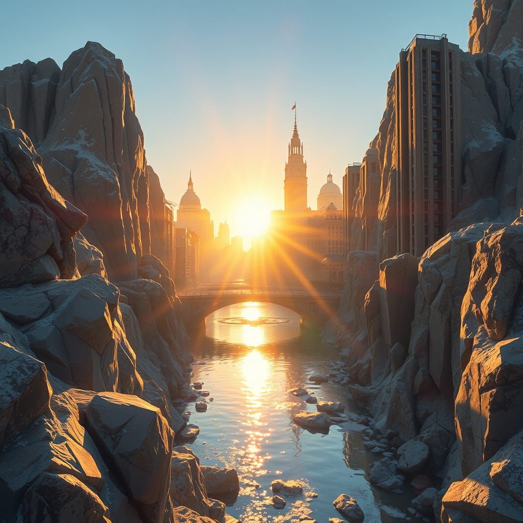 Crystal Metropolis Radiant in Solar Splendor