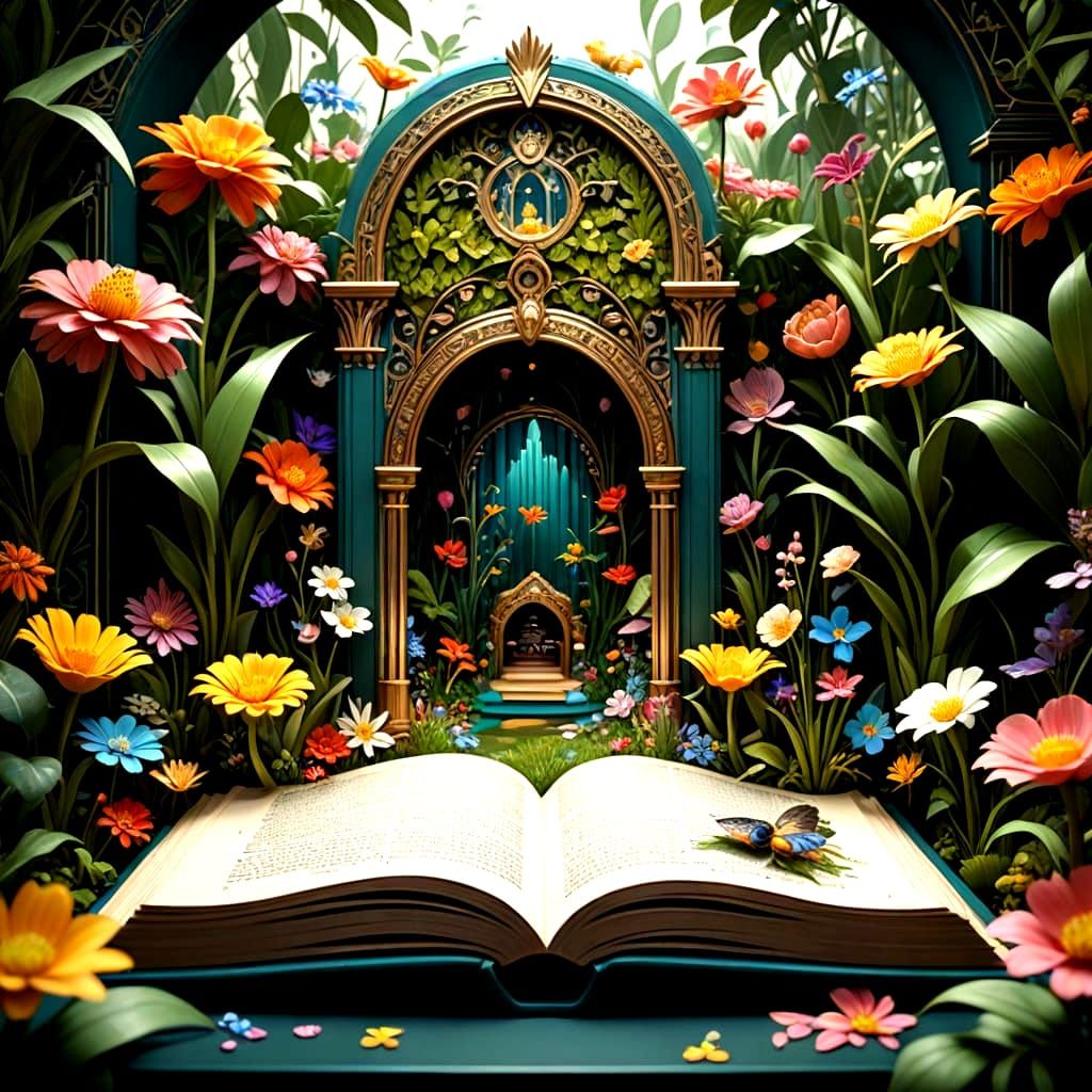 Miniature Kingdom Inside Book: Art Deco Digital Painting