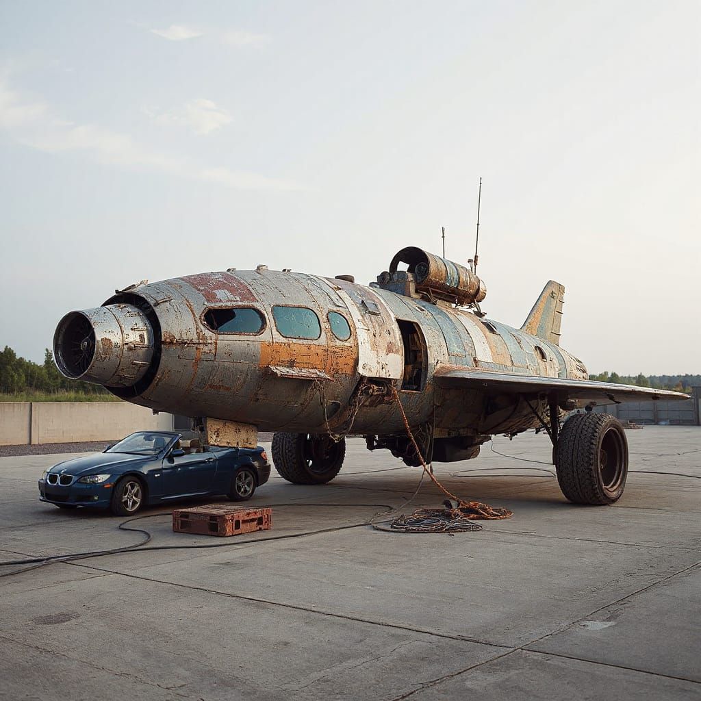 Patched Spaceship on Industrial Landing Pad