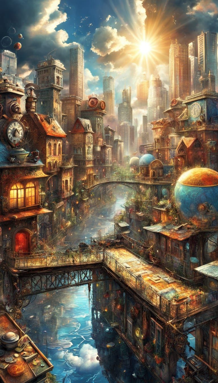 Surreal Cityscape Built from Vintage Household Objects