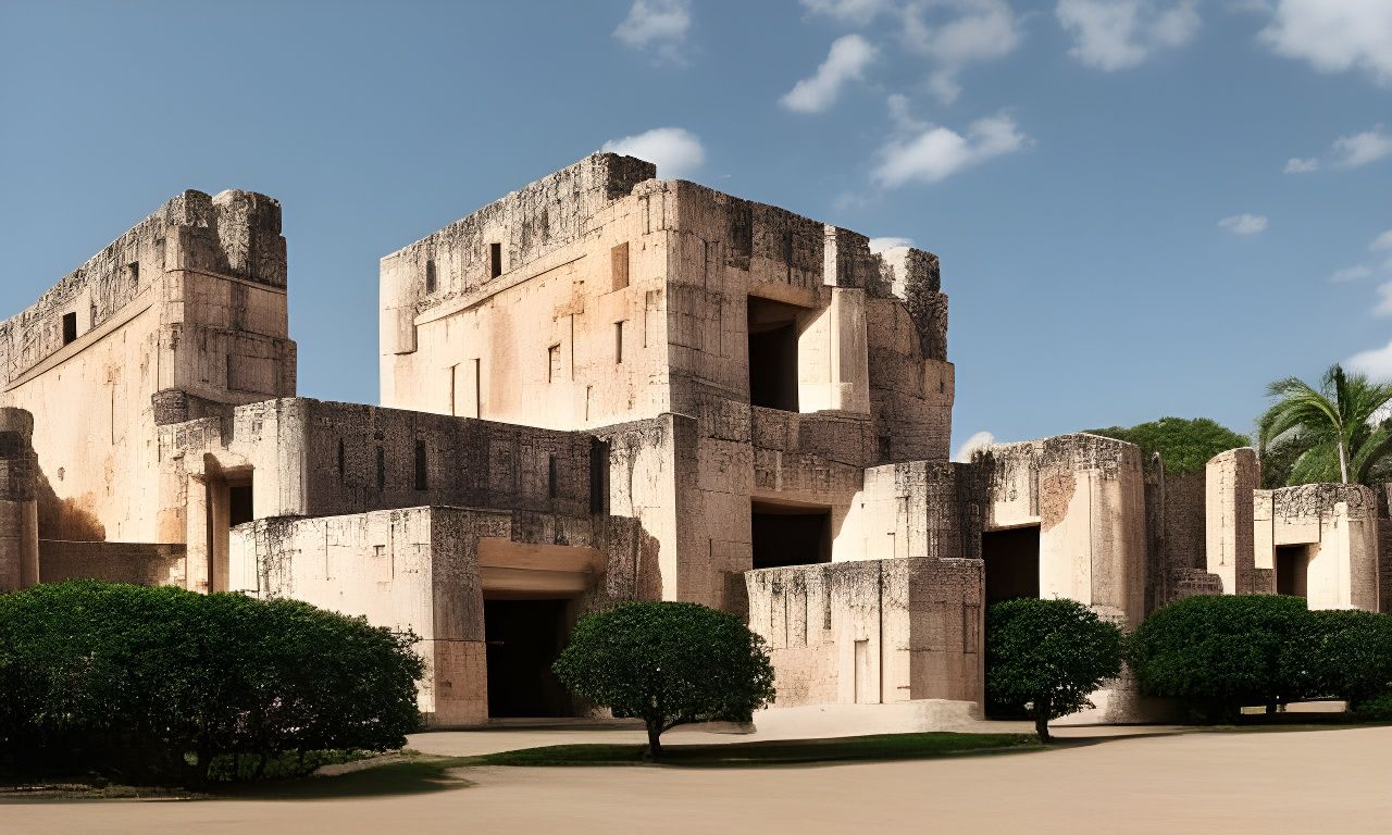 Futuristic Uxmal Palace and Gardens