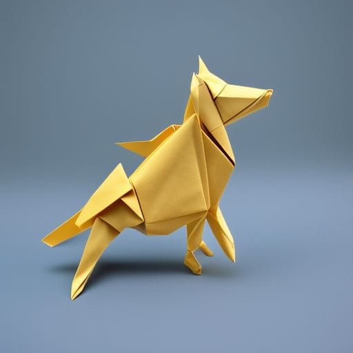 Golden Origami Dragon Paper Sculpture