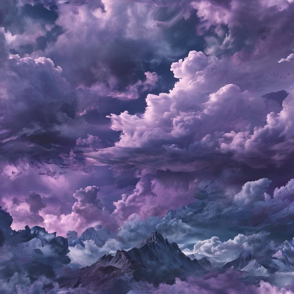 Abstract Sky with Ethereal Purples and Digital Effects