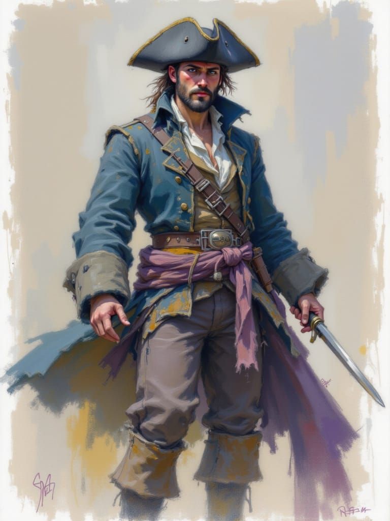 Blackbeard the Pirate in Soft Pastel Style
