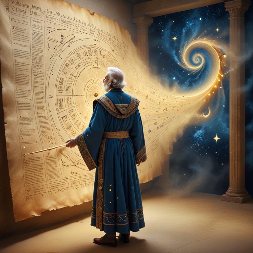 Wise Historian Views Timeline of Human Patterns