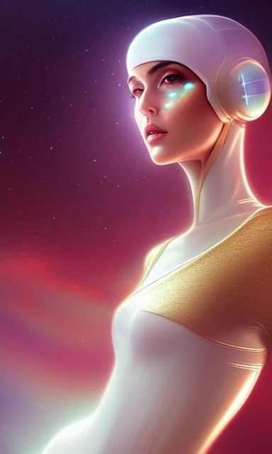 Translucent Girl on Spaceship Deck in Digital Art