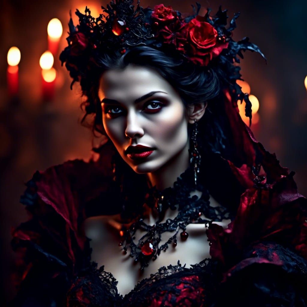 Hyperreal Portrait of a Beautiful Vampire