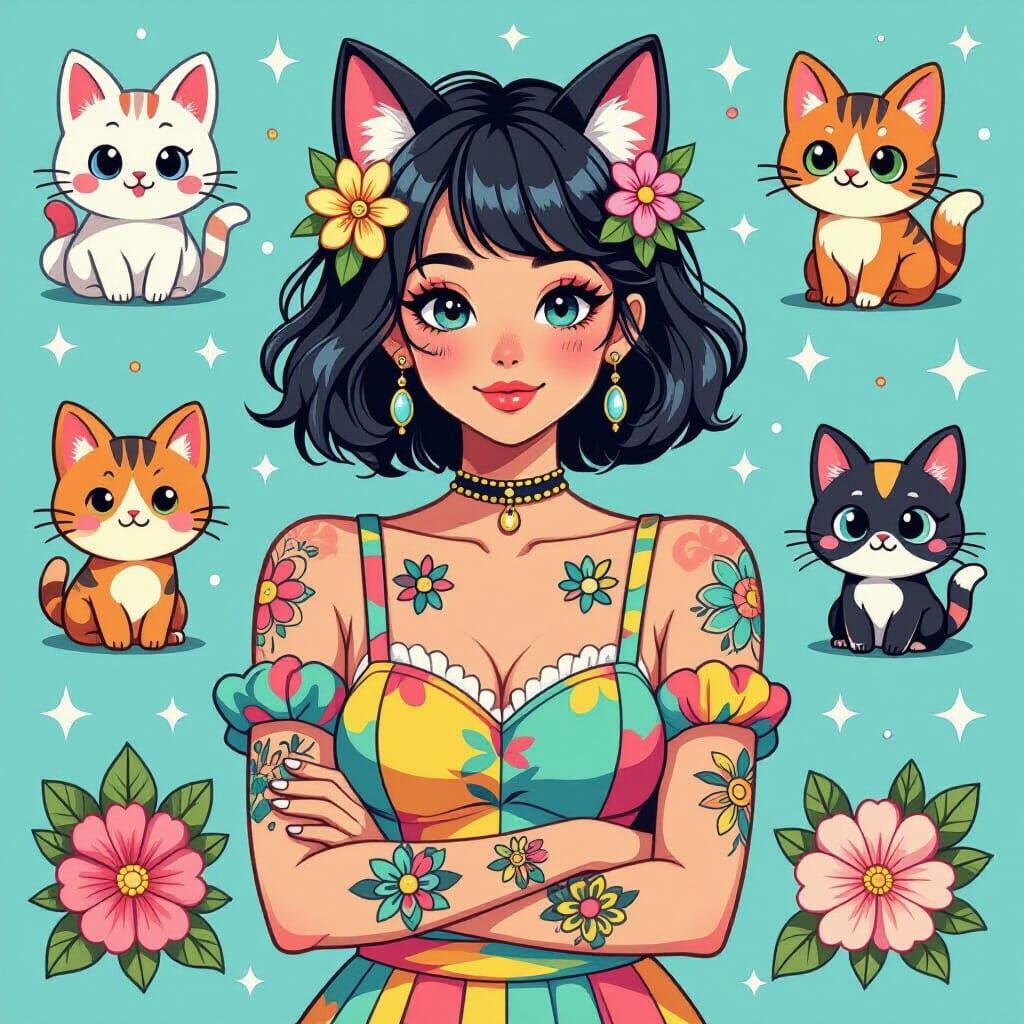 Colorful Tattoo Illustration in Vibrant Style