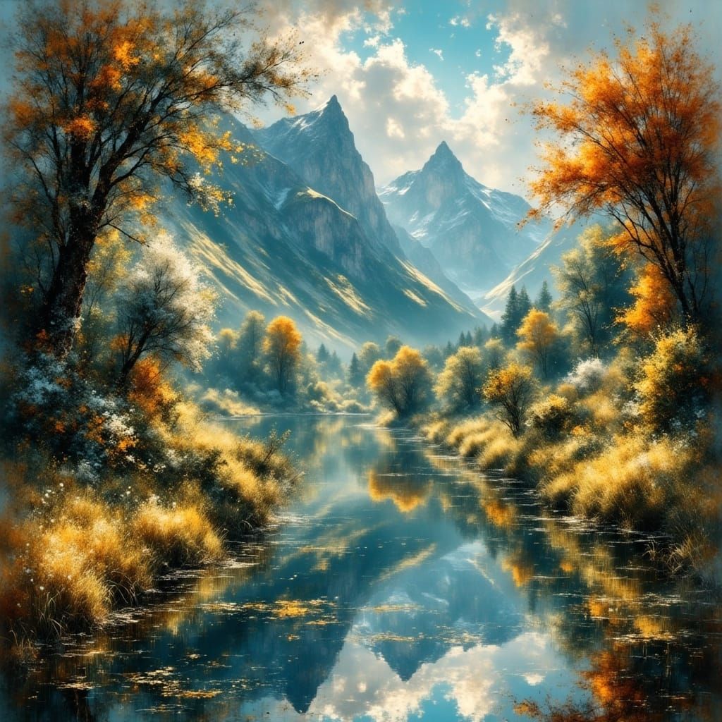 Dreamy River Landscape in Ethereal Style