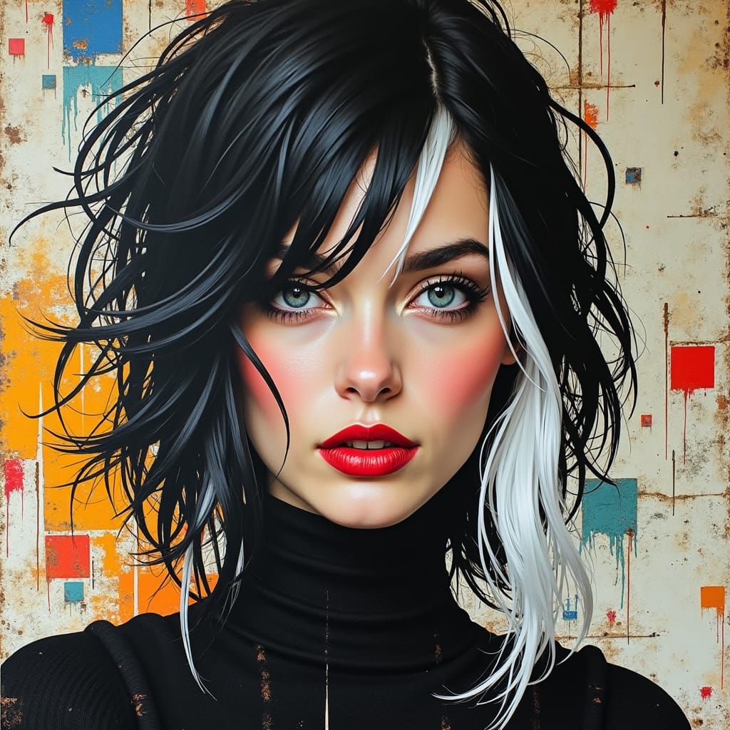 Trendy Woman Portrait in Dynamic Collage Style