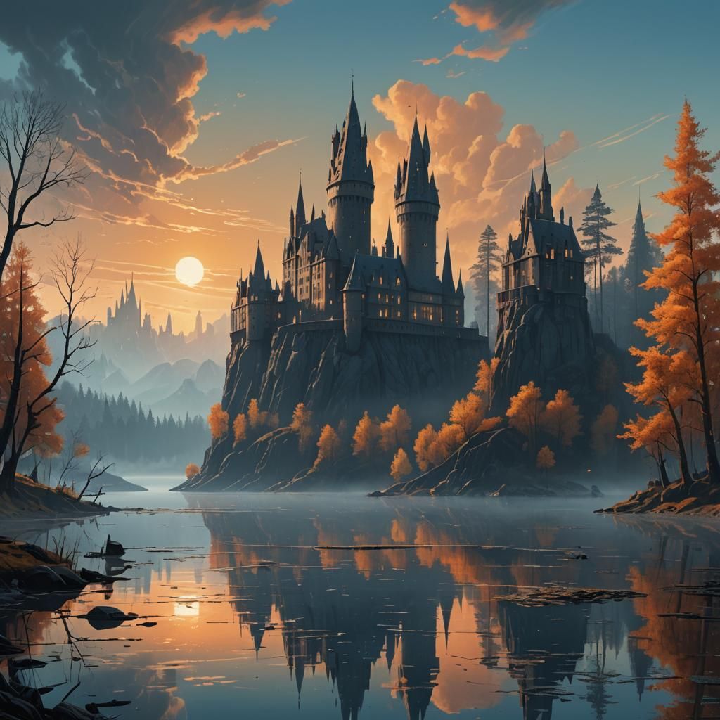 Black Lake at Hogwarts: Fantasy Matte Painting