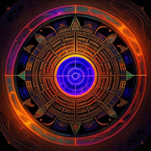 Burning Ankh with Pulsing Light in Surreal Digital Art