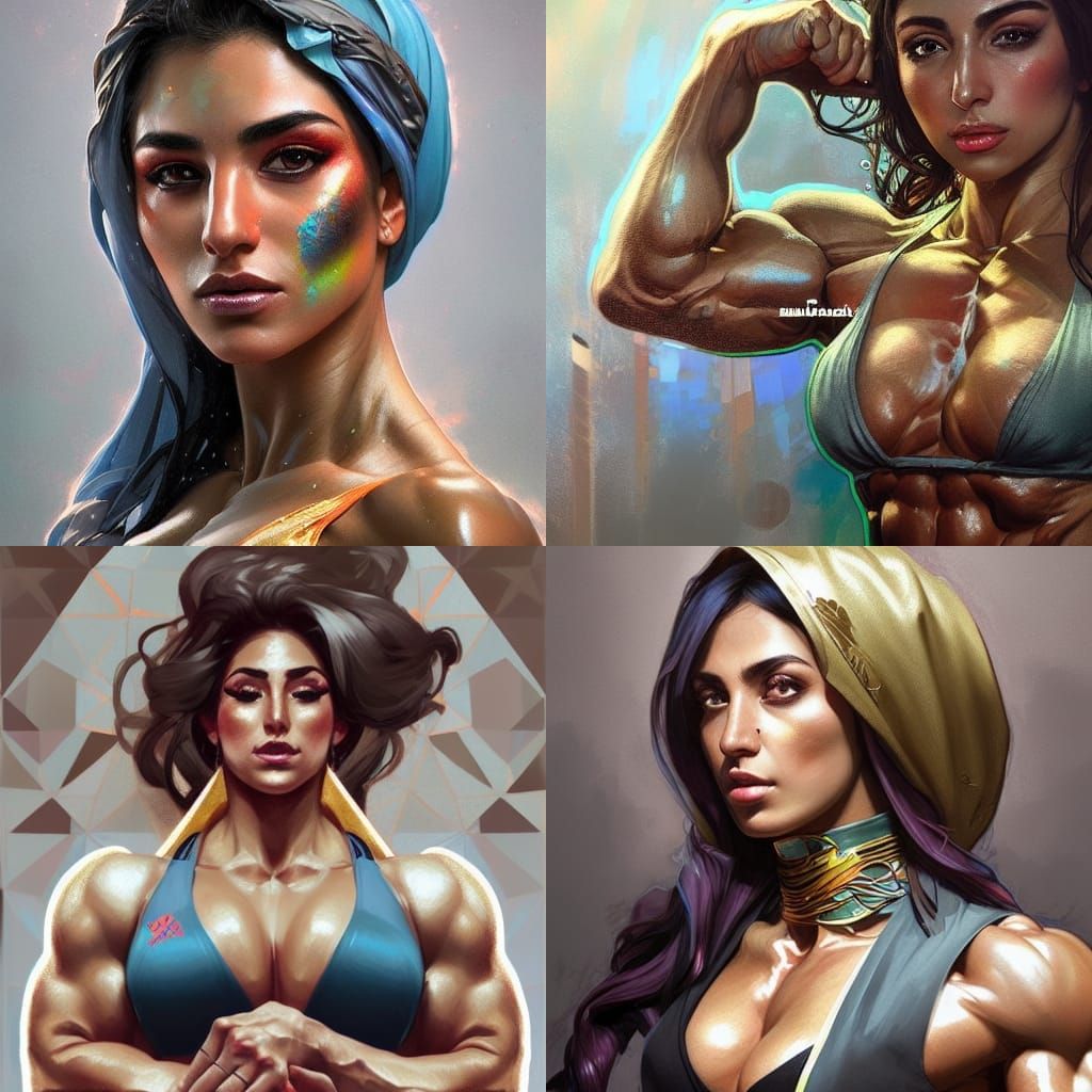 Iranian Woman Bodybuilder: Hyperdetailed Portrait