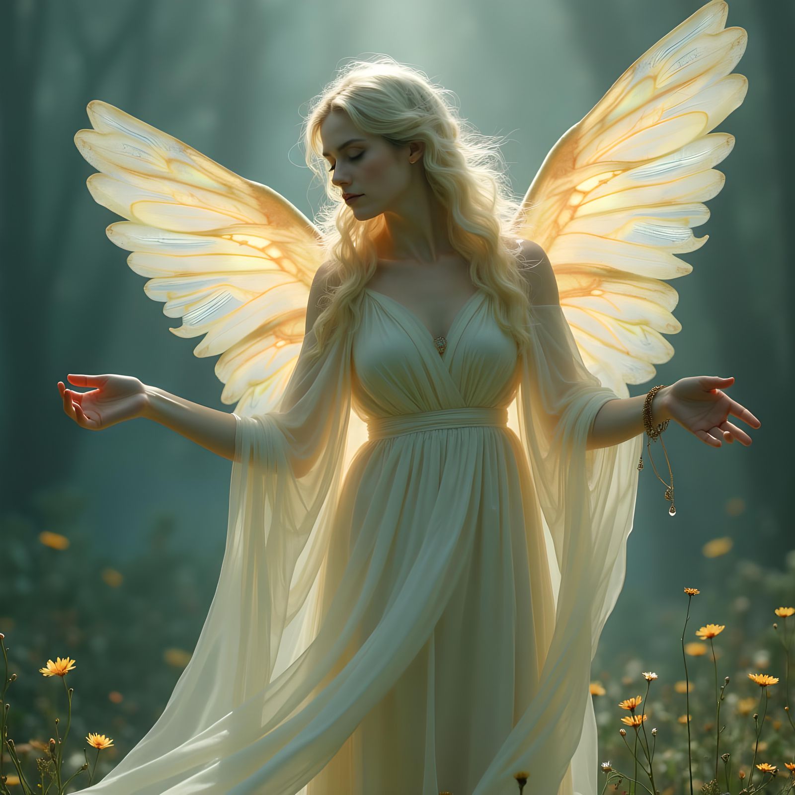 Angelic Figure Bathed in Celestial Light