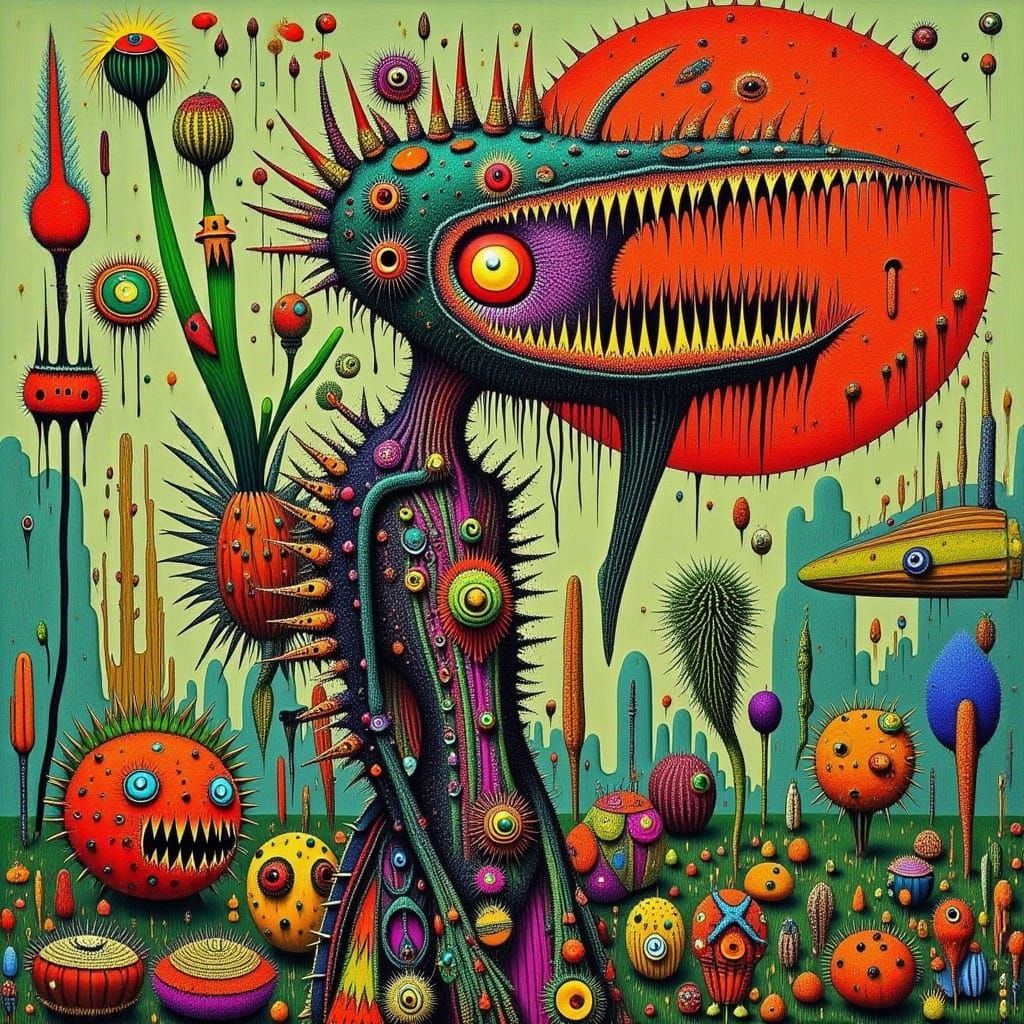 AI Generated Cactus People with Sharp Teeth