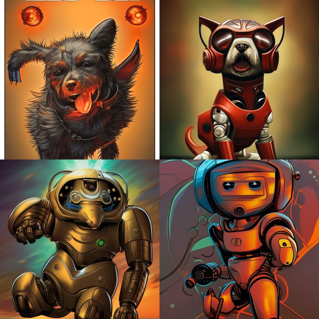 Robot Dog in Comic Book Art Style