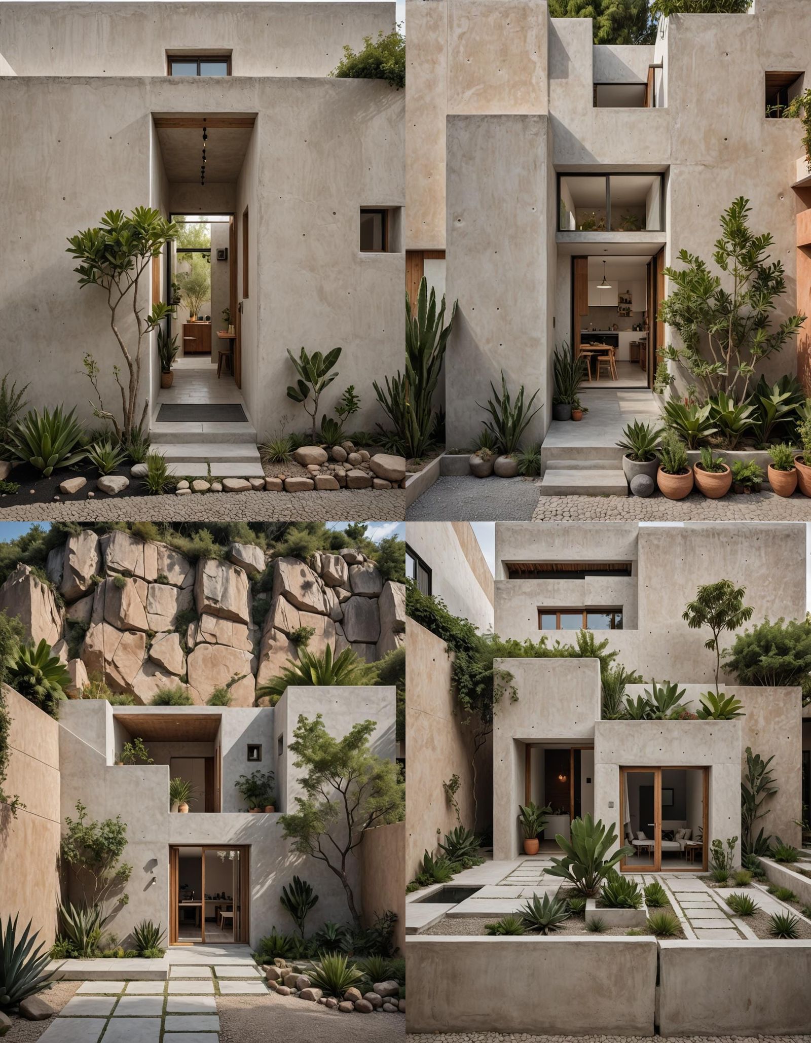 Minimalist House with Natural Mexican Walls and Vegetation
