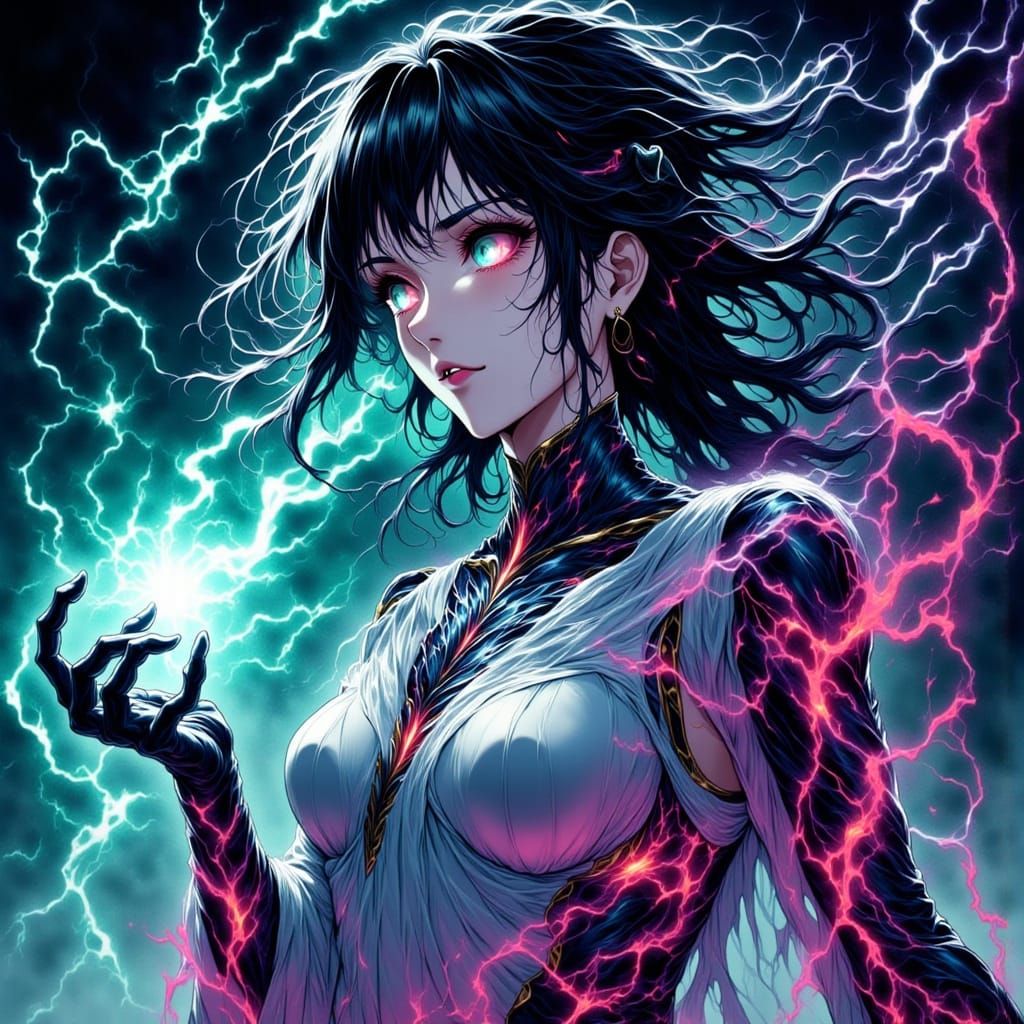 80s Anime Woman Unleashes Fractured Magical Power