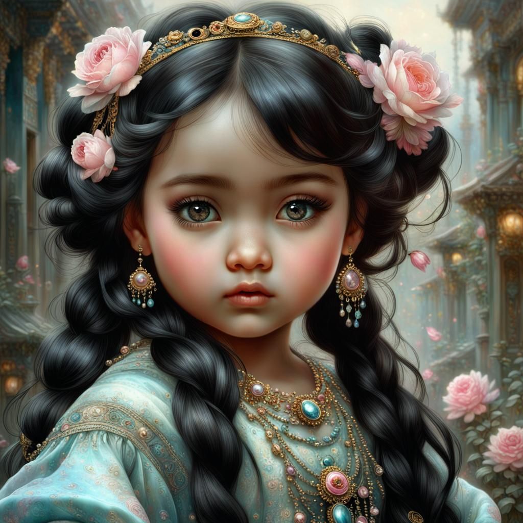 Beautiful Asian Baby Girl with Doll Eyes, Zatzka Style