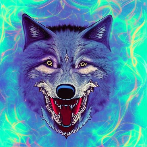 Wolf Shark in Cosmic Astral Illustration