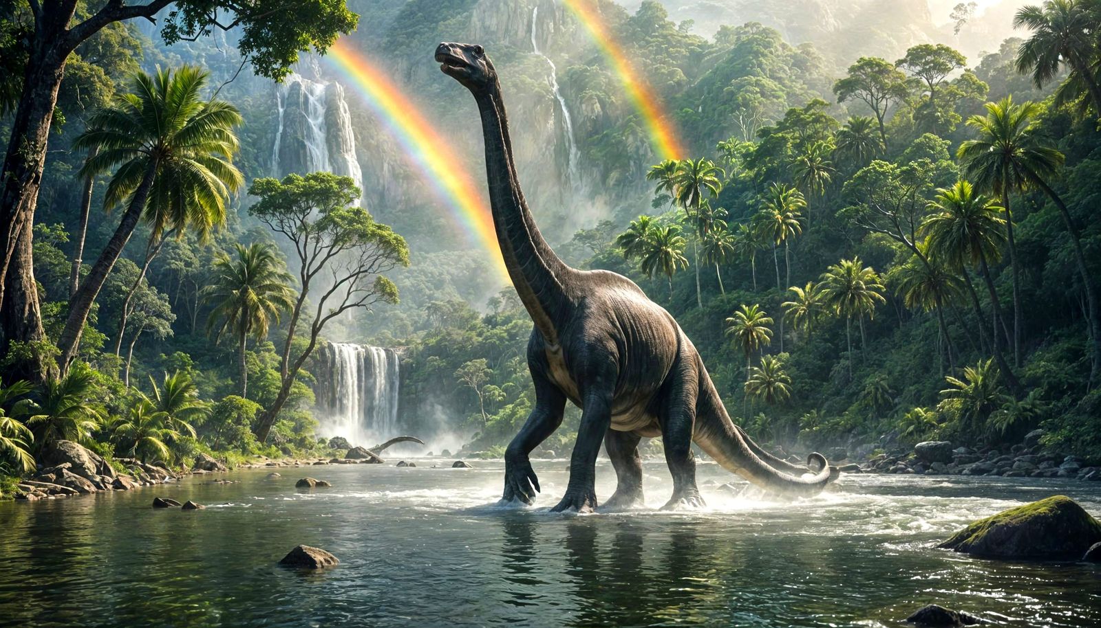 Epic Prehistoric Scene in Golden Light