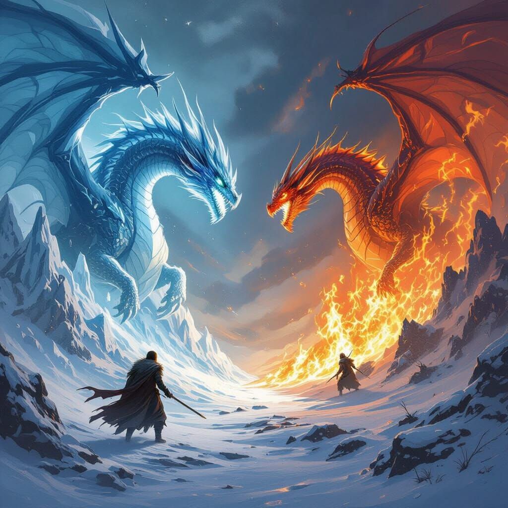 Ice and Fire Dragons Clash in Warring Worlds