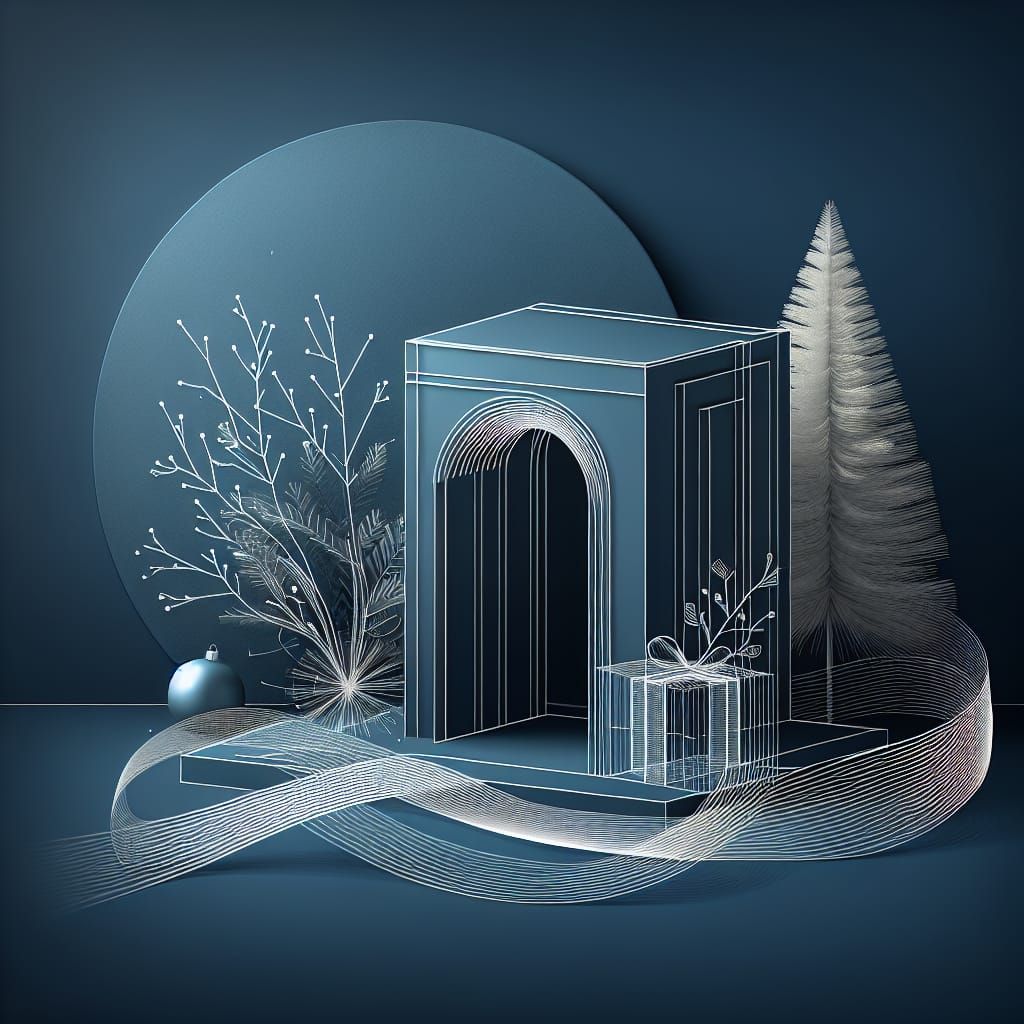 Minimalist Modern Christmas Scene in Tone-on-Tone