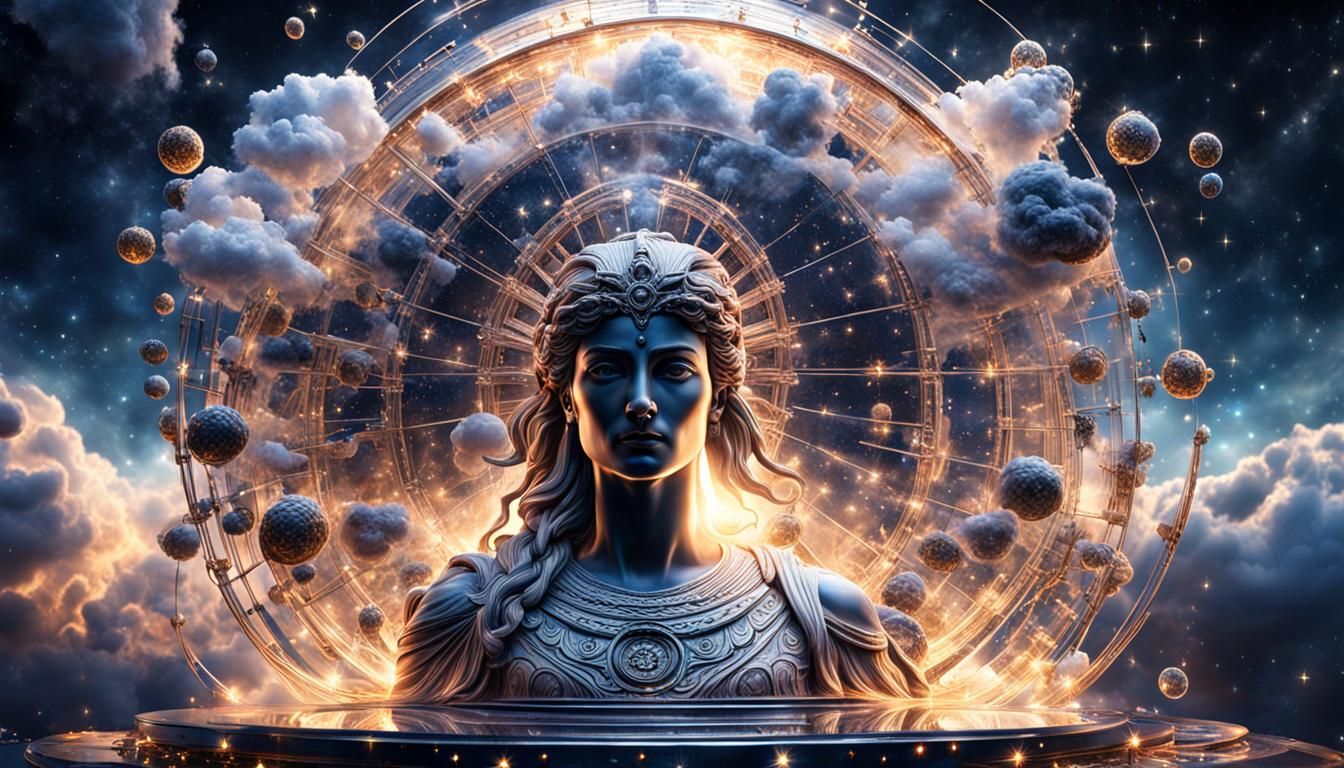 Ethereal Greek Goddess in Dark Quantum Simulation