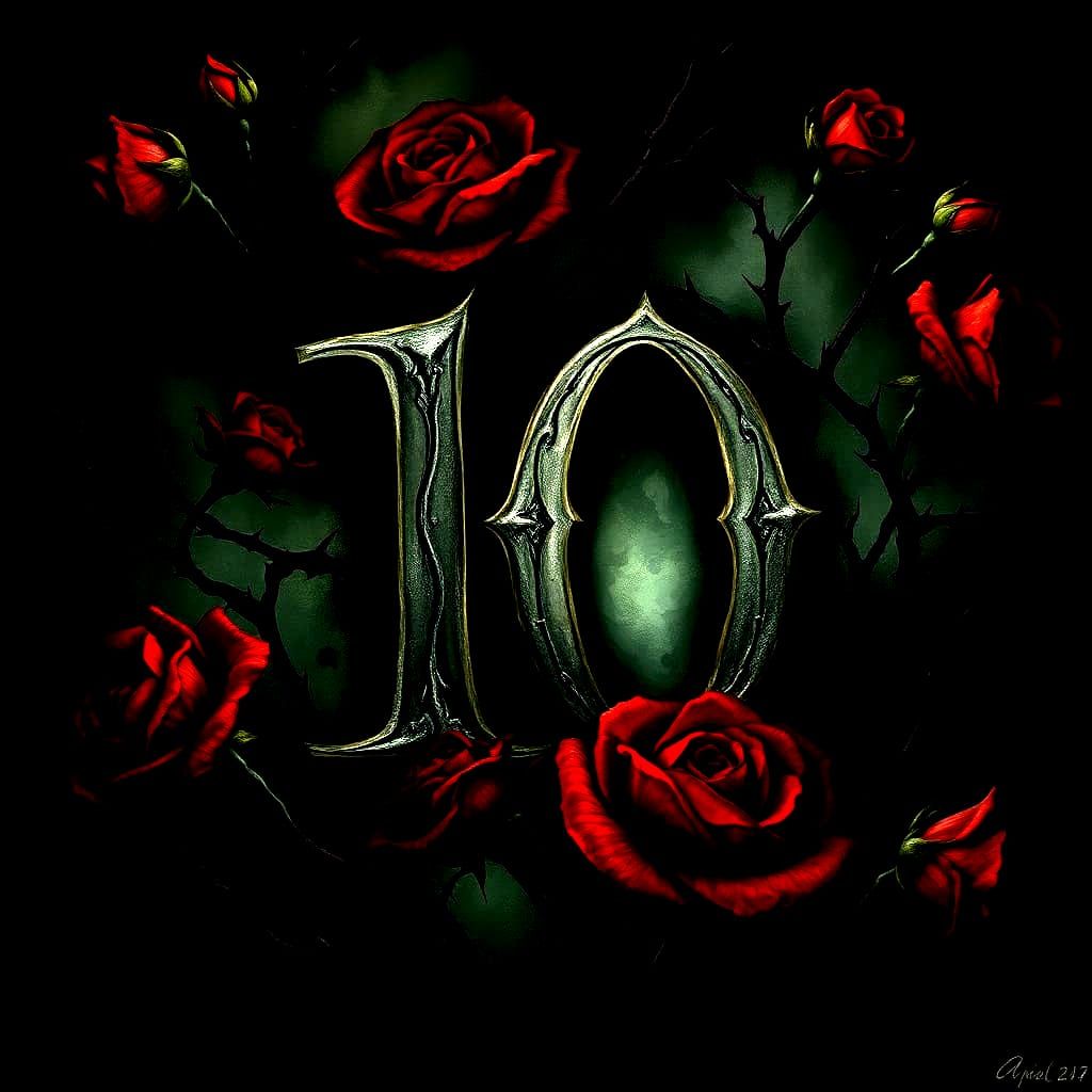The Dark Number 10, Enveloped by Roses and Thorns, in a Mood...