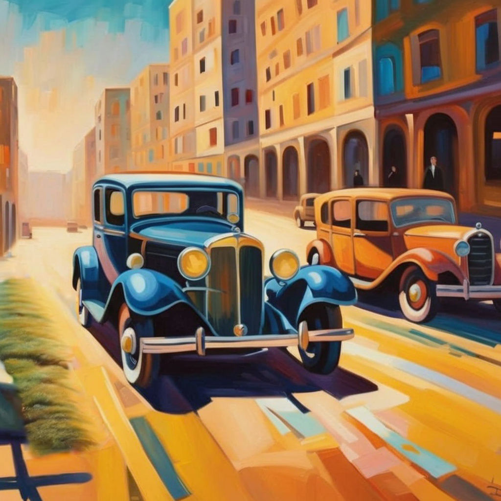 Surreal 1920s Cars on Modern Highway