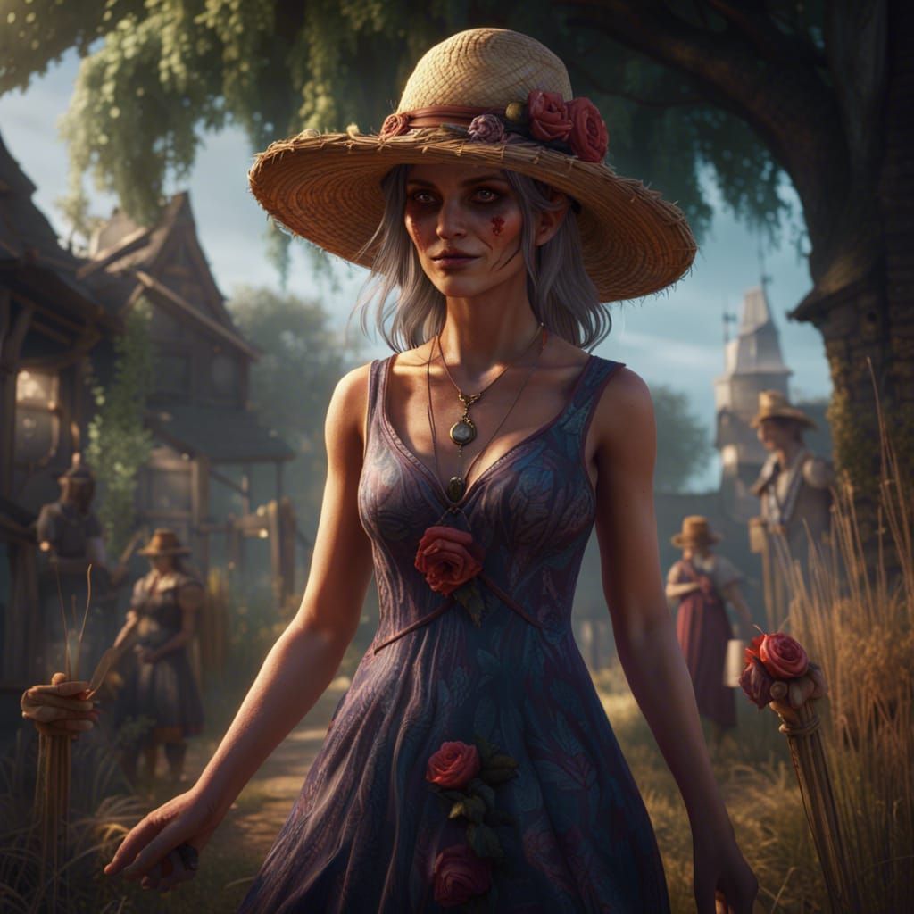 Optimistic Undead Woman in Sundress: Fantasy Art