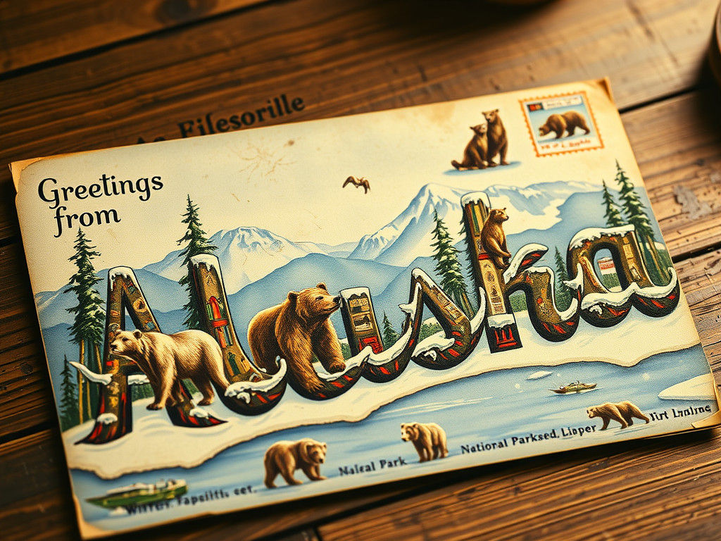 Nostalgic Alaska Postcard in Vintage Style