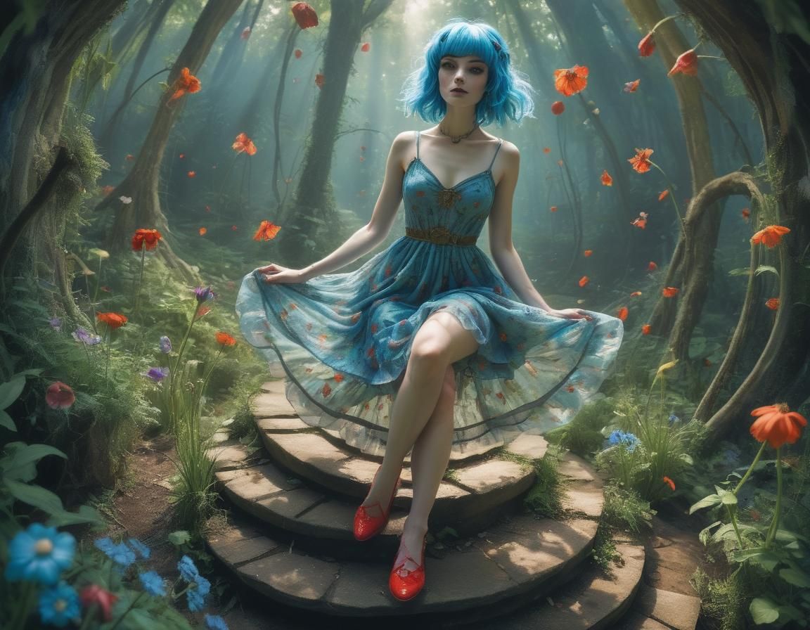 Cosmic Sorceress in Escher-Style World