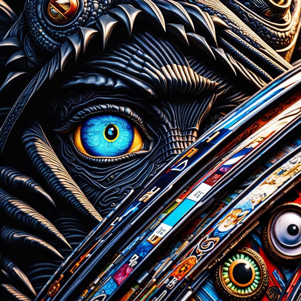 Anime Bat Alien Portrait in Black Leather