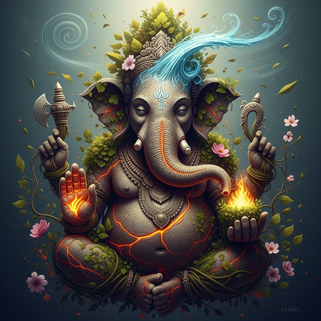 Ganesha Formed of Earth, Water, Fire and Air