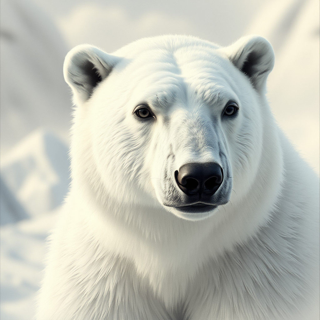 Polar Bear Portrait in Art Nouveau Style