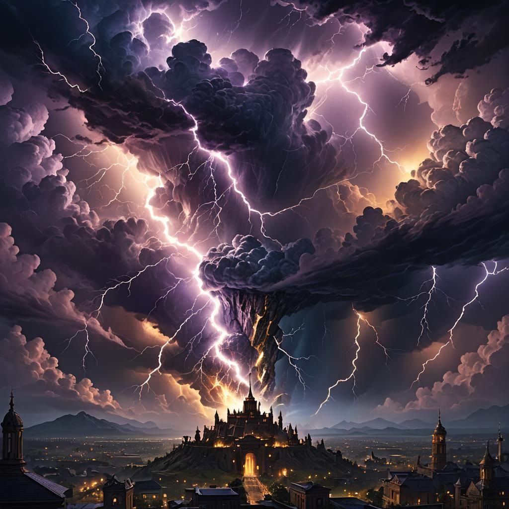 Epic Lightning Storm Illuminates Fantasy Landscape